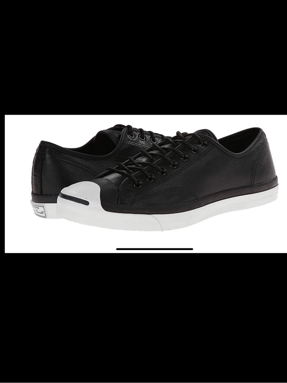 Converse Black Leather Low Top Sneakers with White Toe Cap